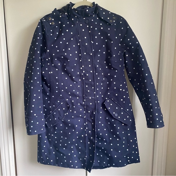 Boden Jackets & Blazers - Boden Polka Dot Hooded Raincoat Full Zip Quilted Lined Jacket Women's Sz 8P